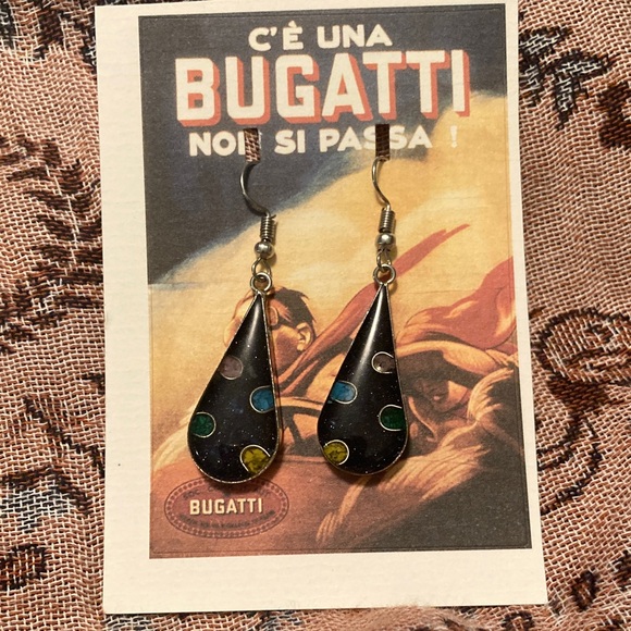 Bugatti Jewelry - Silver enamel Teardrop Earrings